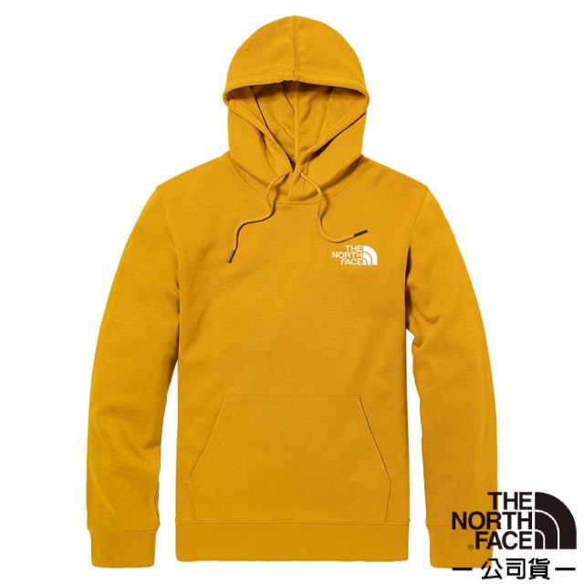 【The North Face】男款 胸前LOGO印花連帽大學T.休閒上衣/機能性帽T/5AZF-H9D 黃色 V✿30E010